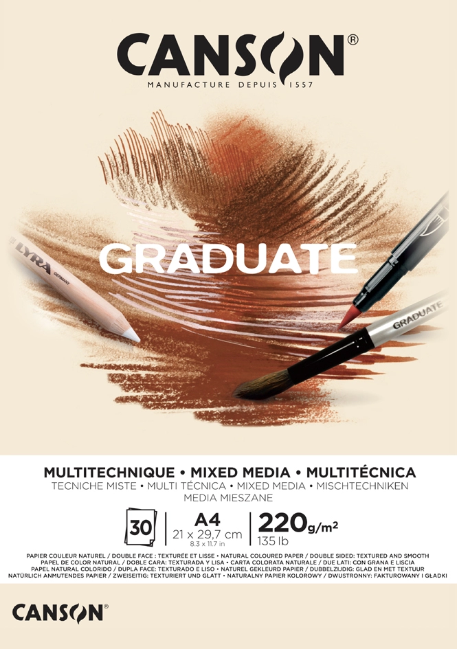 Een canson schetsblok graduate mixed media naturel din a4 koop je bij NiceSupplies.nl