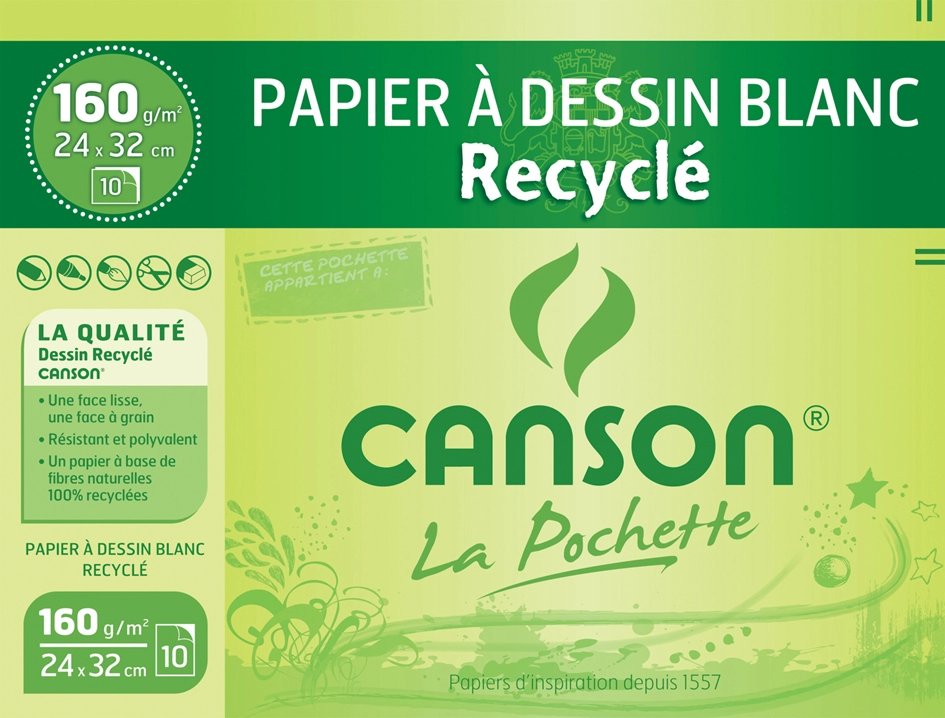 Een canson tekenpapier gerecycled wit 240x320mm 160gr koop je bij NiceSupplies.nl