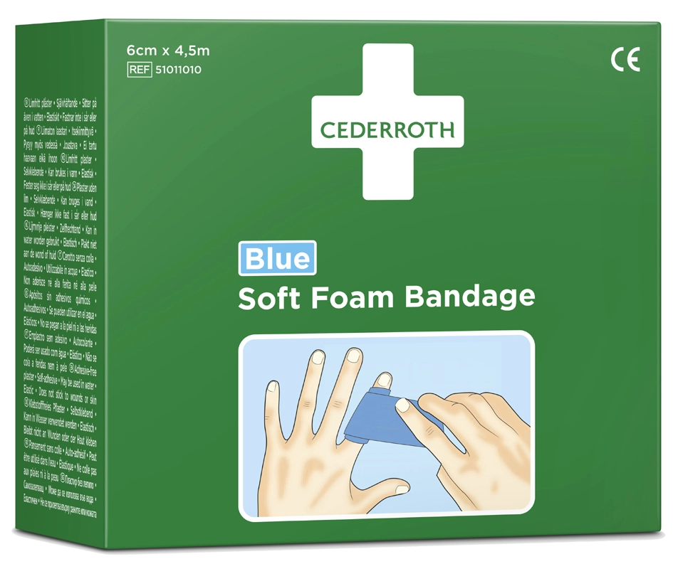 Een cederroth pleister soft foam bandage zelfklevend blauw koop je bij NiceSupplies.nl