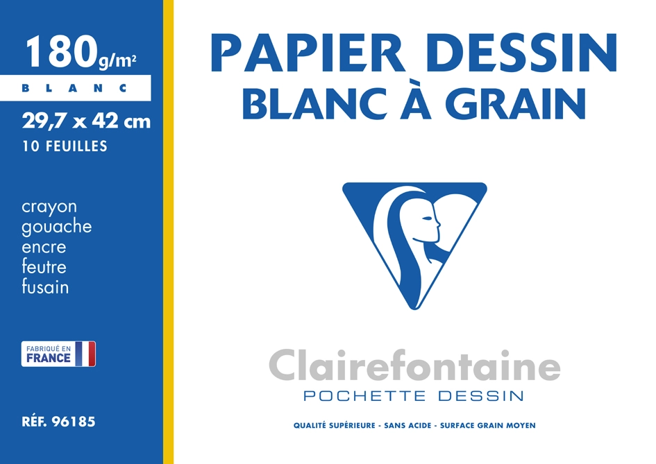 Een clairefontaine tekenpapier wit grain 297x420mm koop je bij NiceSupplies.nl