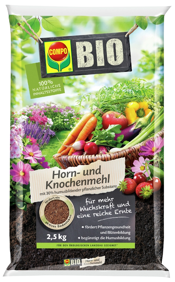 Een compo bio naturmeststof horn-en knochenmehl 2-5 kg koop je bij NiceSupplies.nl