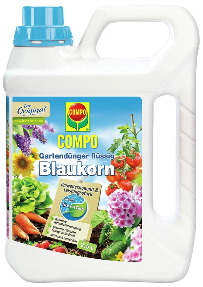 Een compo tuinmeststof blauw korn novatec vloeibaar 2-5 liter koop je bij NiceSupplies.nl