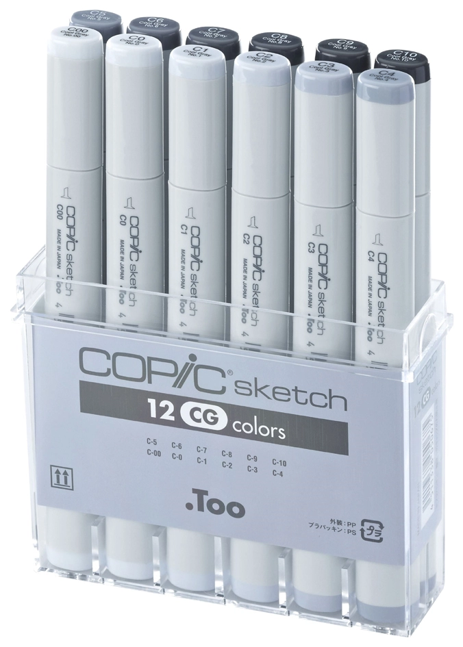 Een copic marker sketch 12 stuks set grijstöne cg koop je bij NiceSupplies.nl