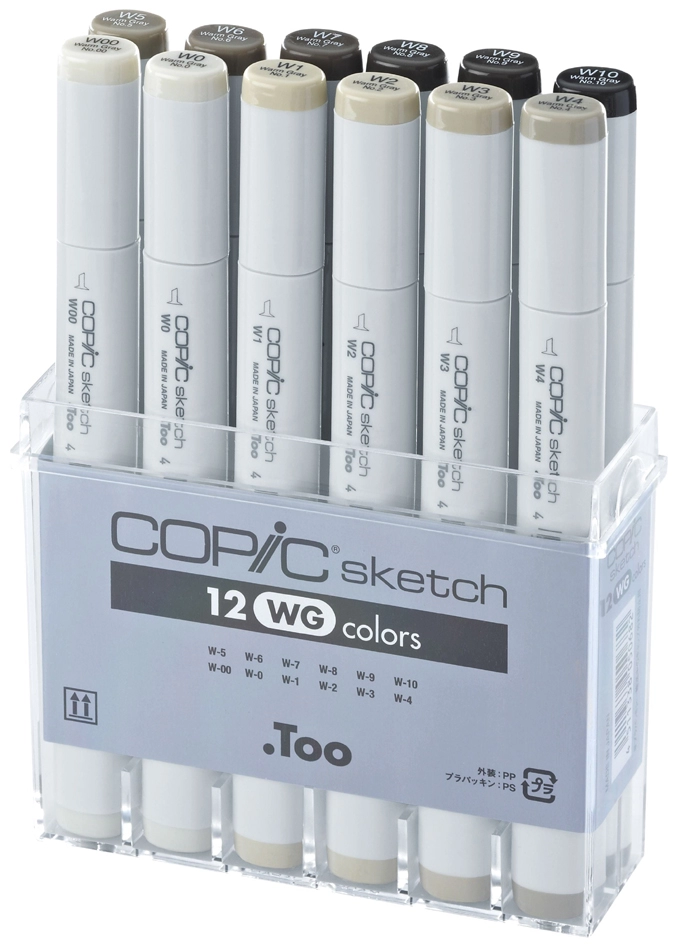 Een copic marker sketch 12 stuks set grijstöne wg koop je bij NiceSupplies.nl