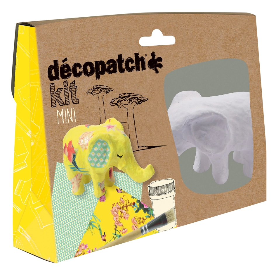 Een décopatch papier-mache-set elefant 5-delig koop je bij NiceSupplies.nl