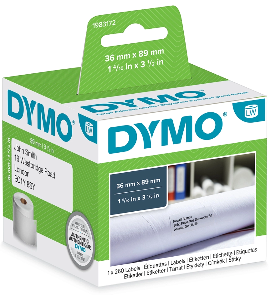 Een dymo labelwriter-verzend-etiketten 102x210 mm wit koop je bij NiceSupplies.nl