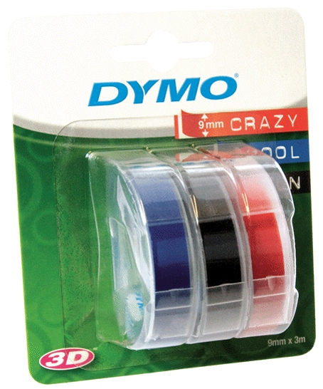 Een dymo preegband 3d 9 mm breed 3 m lang zwart glanzend koop je bij NiceSupplies.nl