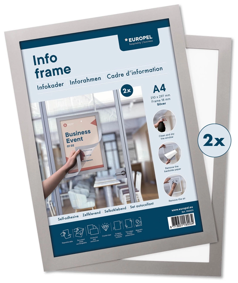 Een europel magnetische frames info frame din a4 zilver koop je bij NiceSupplies.nl