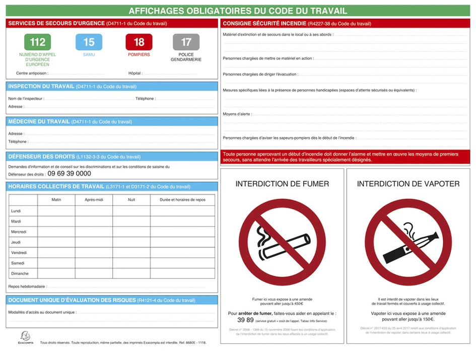 Een exacompta panneau affichage obligatoire 570x420 mm koop je bij NiceSupplies.nl