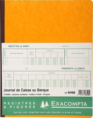 Een exacompta piqûre journal de caisse ou banque 320x250mm koop je bij NiceSupplies.nl