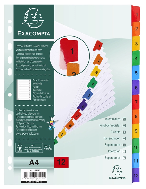 Een exacompta tabbladen karton 1-31 din a4 wit 31-delig koop je bij NiceSupplies.nl