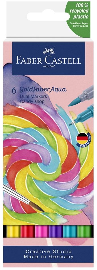 Een faber-castell aquarelmarker goldfaber 6 stuks etui candy shop koop je bij NiceSupplies.nl