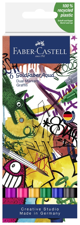 Een faber-castell aquarelmarker goldfaber 6 stuks etui graffiti koop je bij NiceSupplies.nl