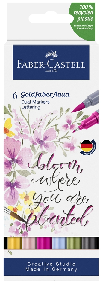 Een faber-castell aquarelmarker goldfaber 6 stuks etui lettering koop je bij NiceSupplies.nl