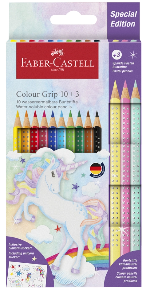 Een faber-castell driehoek-kleurpotlood colour grip einhorn 10+3 koop je bij NiceSupplies.nl