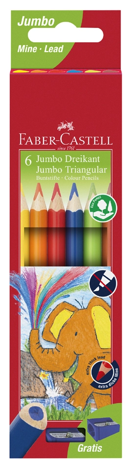 Een faber-castell driehoekig kleurpotloden jumbo 12 stuks etui koop je bij NiceSupplies.nl