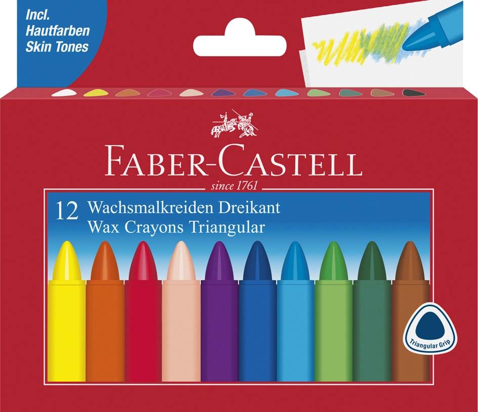 Een faber-castell driehoekig waskrijt 24 stuks kartonnen etui koop je bij NiceSupplies.nl