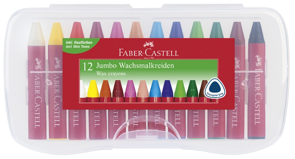 Een faber-castell driehoekig waskrijt jumbo 24 stuks etui koop je bij NiceSupplies.nl