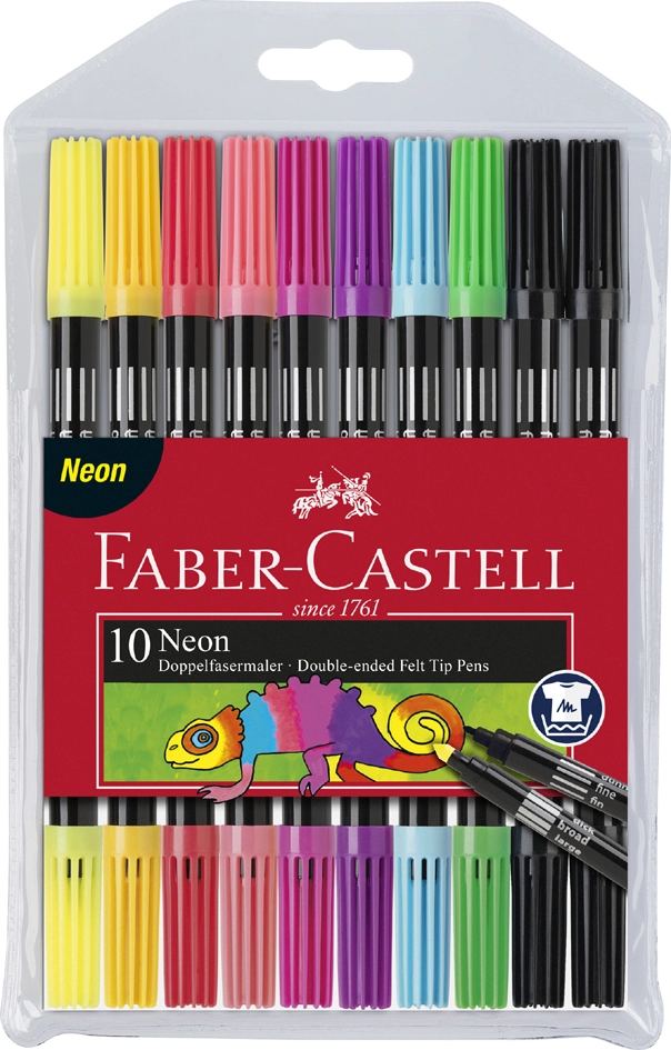 Een faber-castell dubbele viltstift neon 10 stuks etui koop je bij NiceSupplies.nl