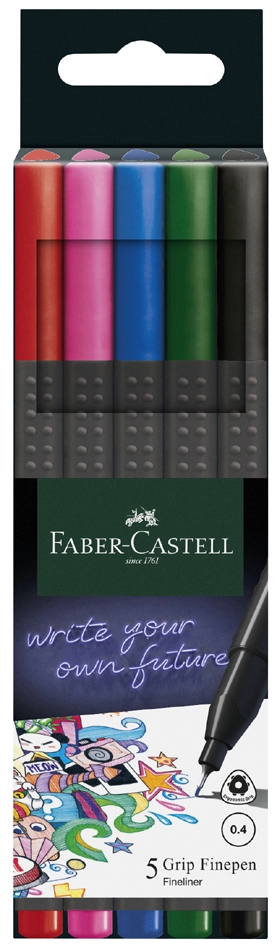 Een faber-castell fineliner grip finepen 20 stuks kartonnen etui koop je bij NiceSupplies.nl