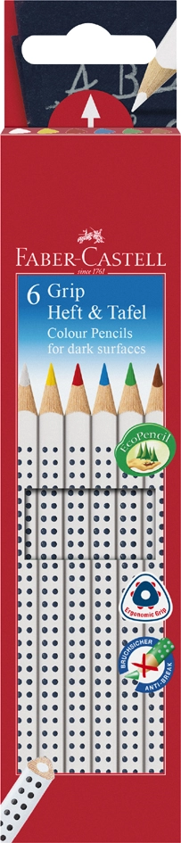 Een faber-castell hecht-en tafelstift colour grip 6 stuks etui koop je bij NiceSupplies.nl