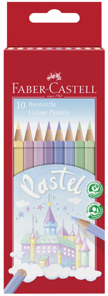 Een faber-castell kleurpotloden colour pastel 10 stuks kartonnen etui koop je bij NiceSupplies.nl