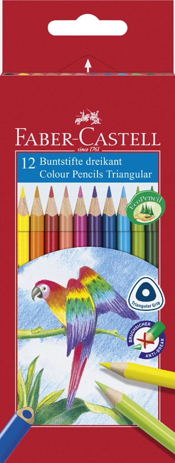 Een faber-castell kleurpotloden driehoekig 12 stuks etui koop je bij NiceSupplies.nl