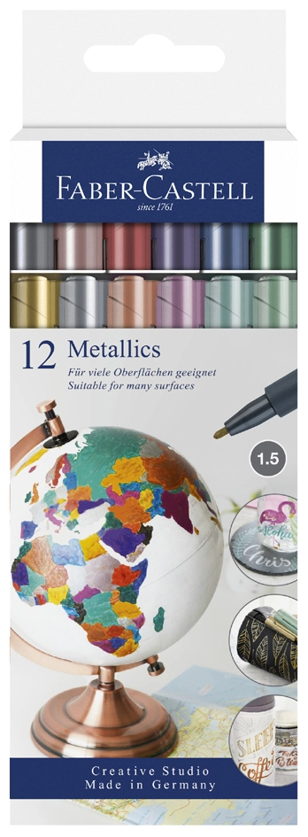 Een faber-castell metallics marker 12 stuks kartonnen etui koop je bij NiceSupplies.nl