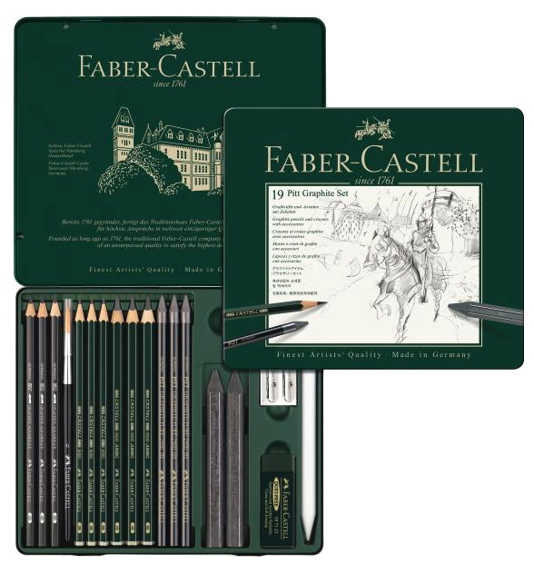 Een faber-castell pitt grafiet medium set 18-delige etui koop je bij NiceSupplies.nl