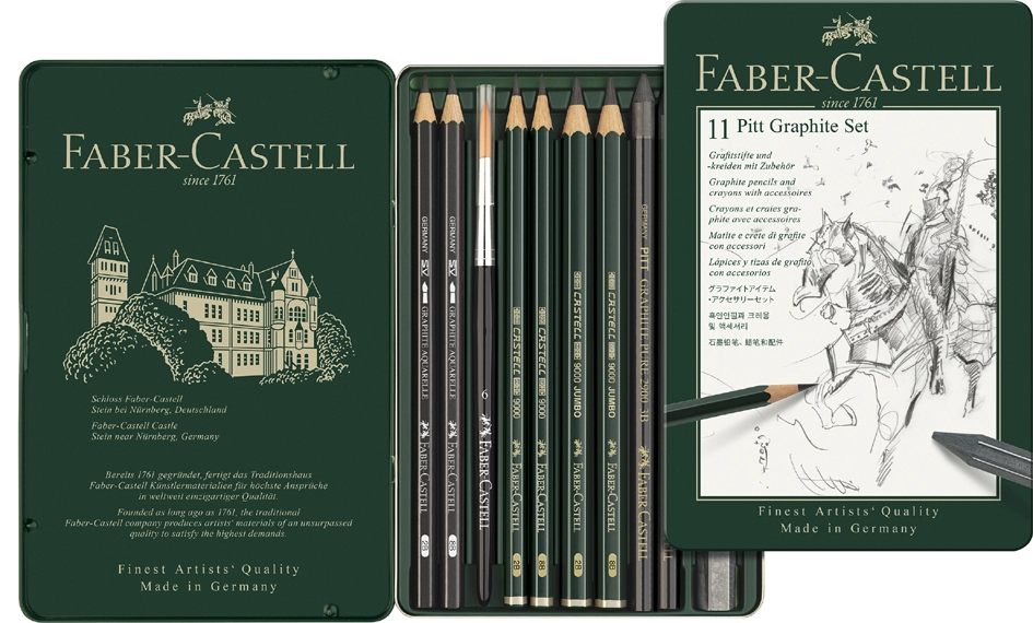 Een faber-castell pitt grafiet set klein 9-delige etui koop je bij NiceSupplies.nl