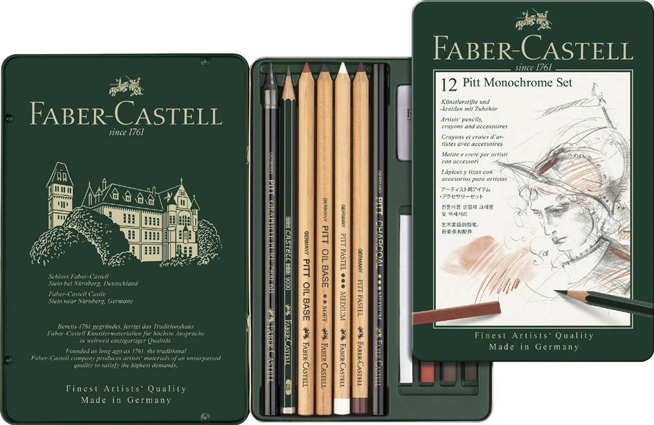 Een faber-castell pitt monochrome set klein 12-delige etui koop je bij NiceSupplies.nl