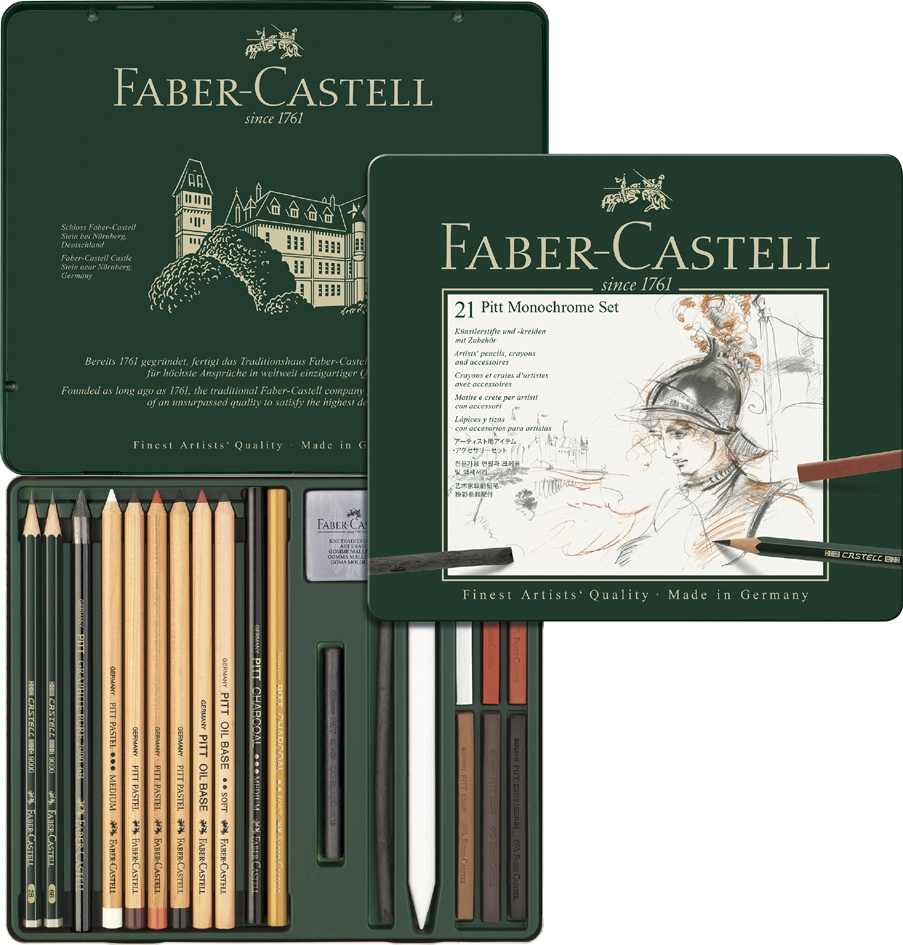 Een faber-castell pitt monochrome set medium 21-delige etui koop je bij NiceSupplies.nl