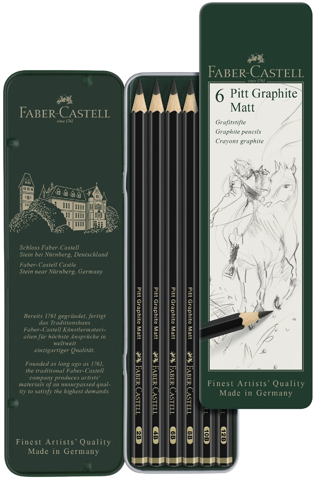 Een faber-castell potlood pitt grafiete mat 6 stuks etui koop je bij NiceSupplies.nl