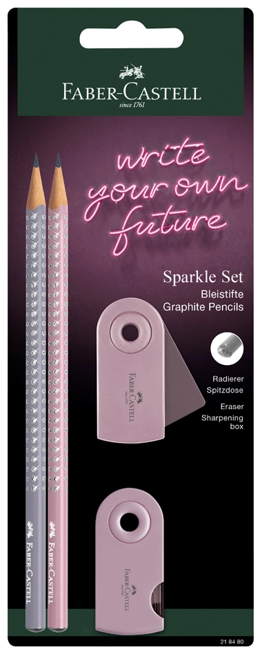 Een faber-castell schrijfset grip sparkle grijs koop je bij NiceSupplies.nl