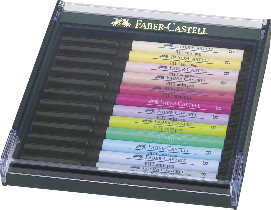 Een faber-castell tekenpen pitt artist pen 12 stuks etui koop je bij NiceSupplies.nl