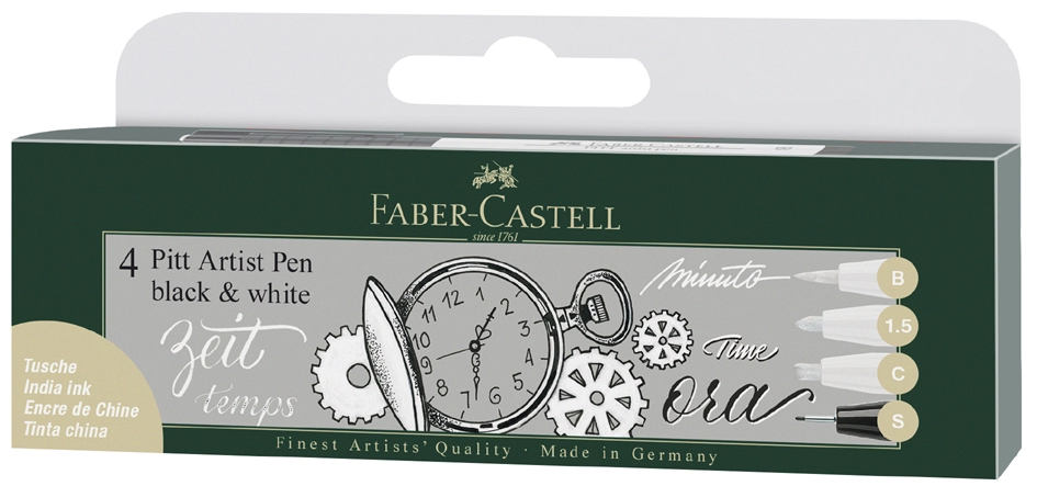 Een faber-castell tekenpen pitt artist pen 4 stuks etui koop je bij NiceSupplies.nl