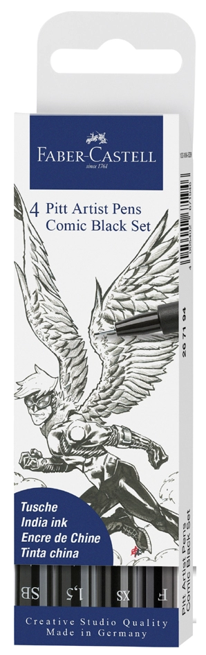 Een faber-castell tekenpen pitt artist pen 4 stuks etui comic koop je bij NiceSupplies.nl