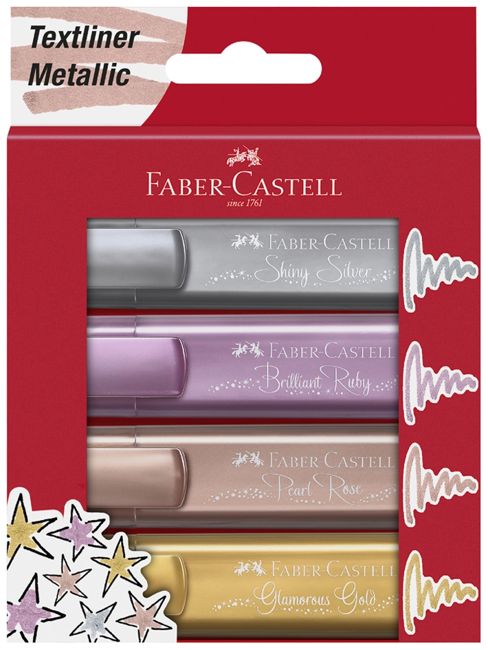 Een faber-castell tekstmarker tekstliner 1546 metallic 8 stuks etui koop je bij NiceSupplies.nl