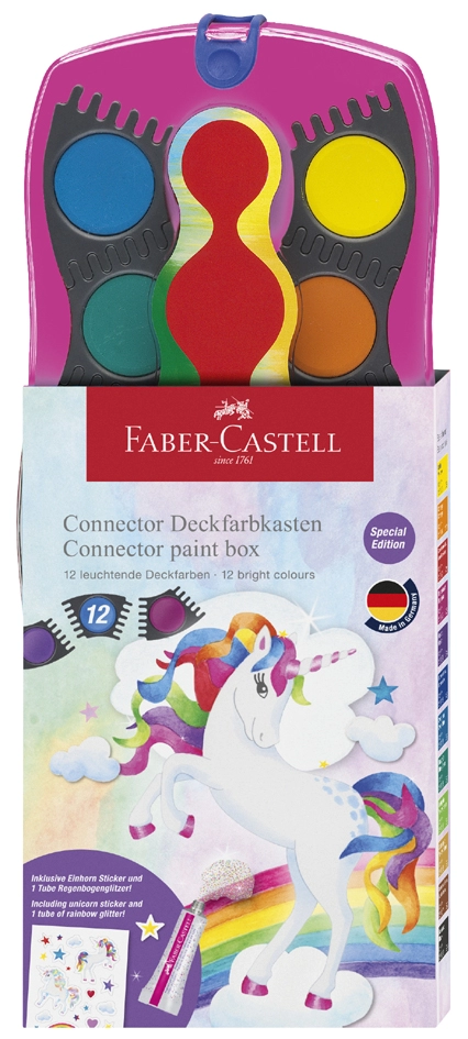 Een faber-castell verfdoos connector einhorn 12 kleuren koop je bij NiceSupplies.nl