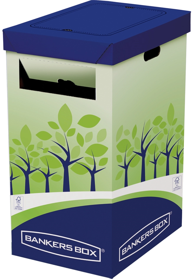 Een fellowes bankers box recycling-houder groot groen-blauw koop je bij NiceSupplies.nl