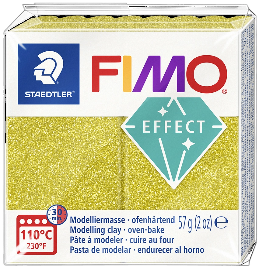 Een fimo effect boetseerklei in oven hardend gold-glitter 57 g koop je bij NiceSupplies.nl