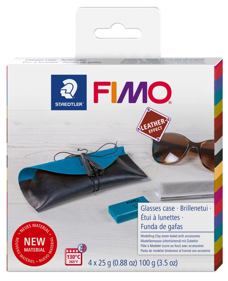 Een fimo effect leather boetseer-set brillenetui uithardend in oven koop je bij NiceSupplies.nl