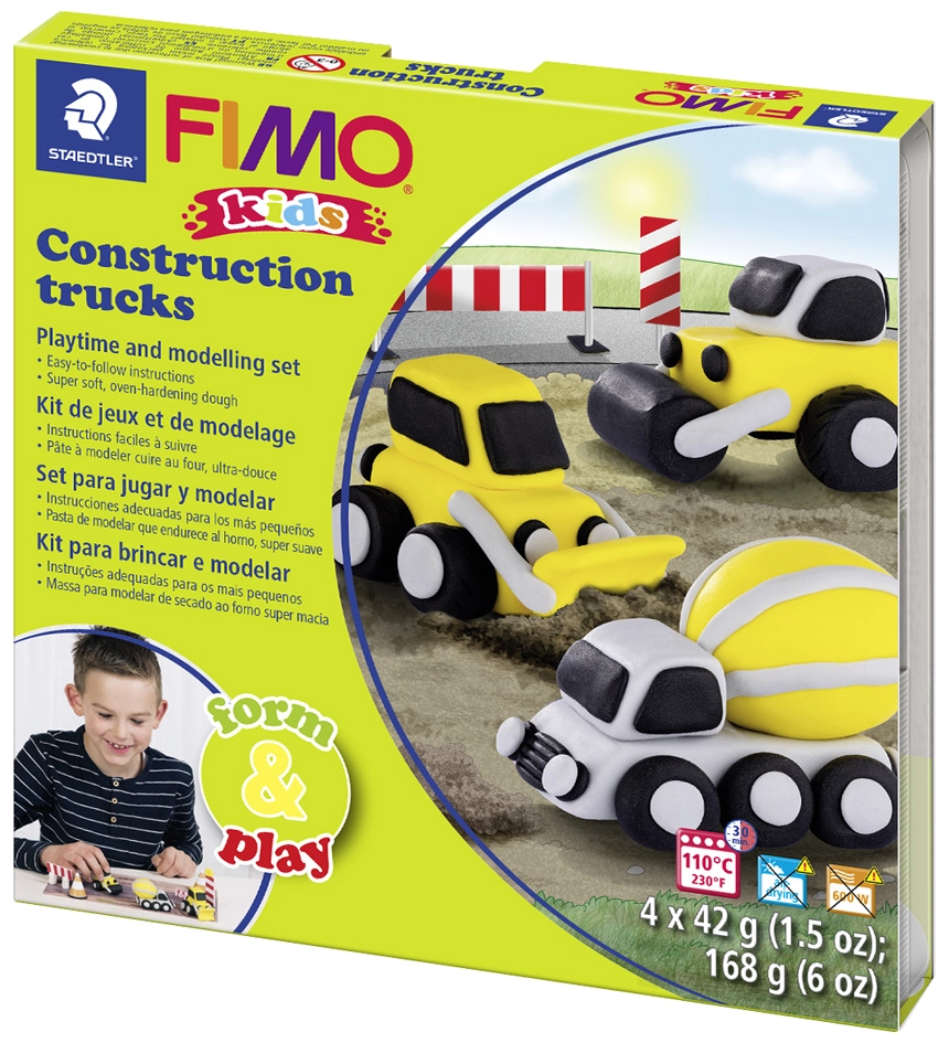 Een fimo kids boetseer-set form en play 'construction trucks' koop je bij NiceSupplies.nl