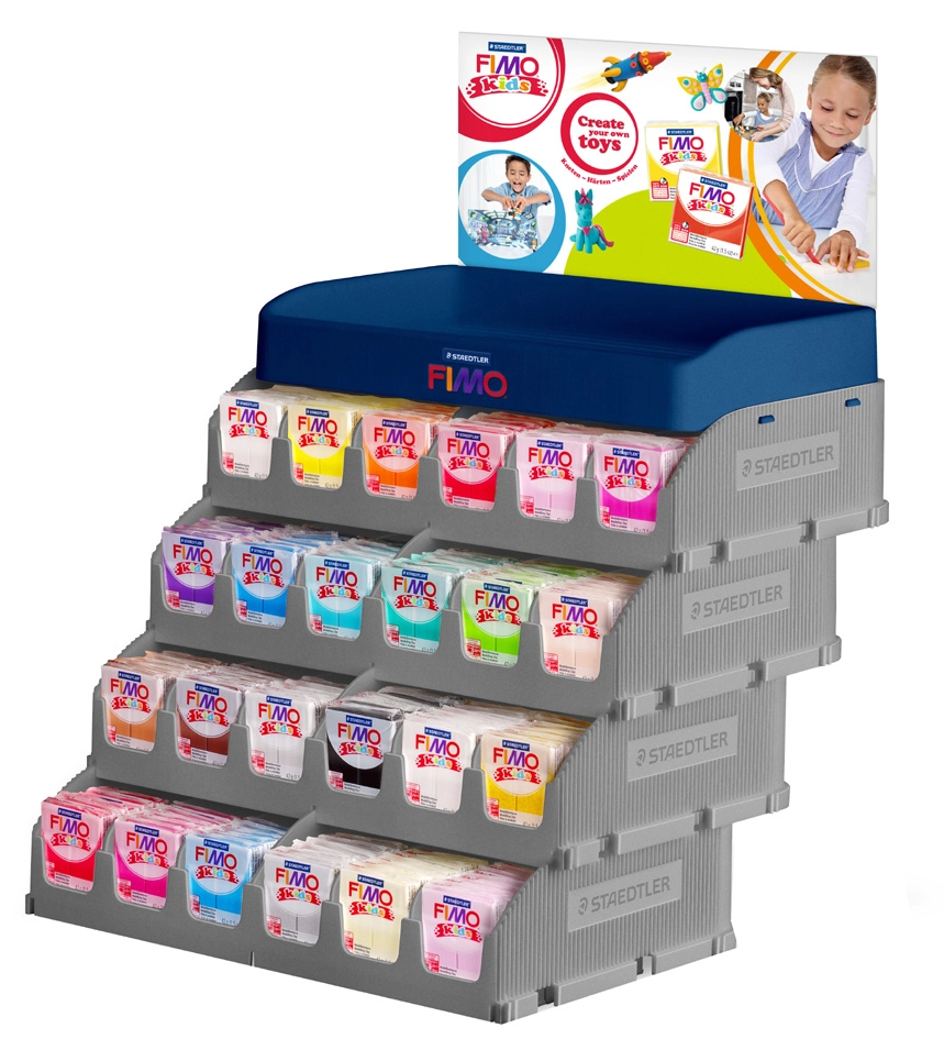 Een fimo kids boetseerklei uithardend in oven 384 stuks display koop je bij NiceSupplies.nl