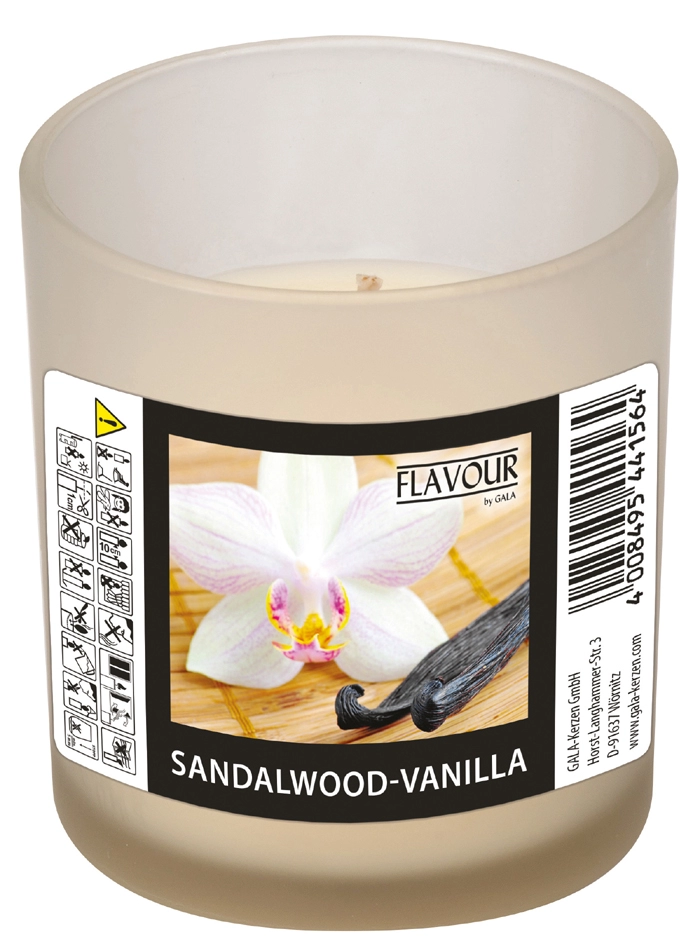 Een flavour by gala geurkaars in glas sandalwood-vanilla koop je bij NiceSupplies.nl