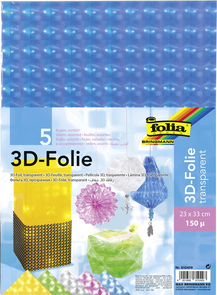 Een folia 3d-folie dikte 150 my 230x330mm assorti koop je bij NiceSupplies.nl