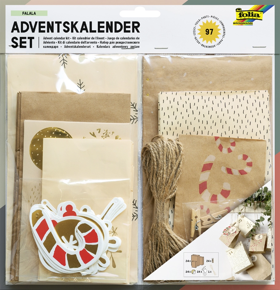 Een folia adventskalender-set falala 97-delig koop je bij NiceSupplies.nl