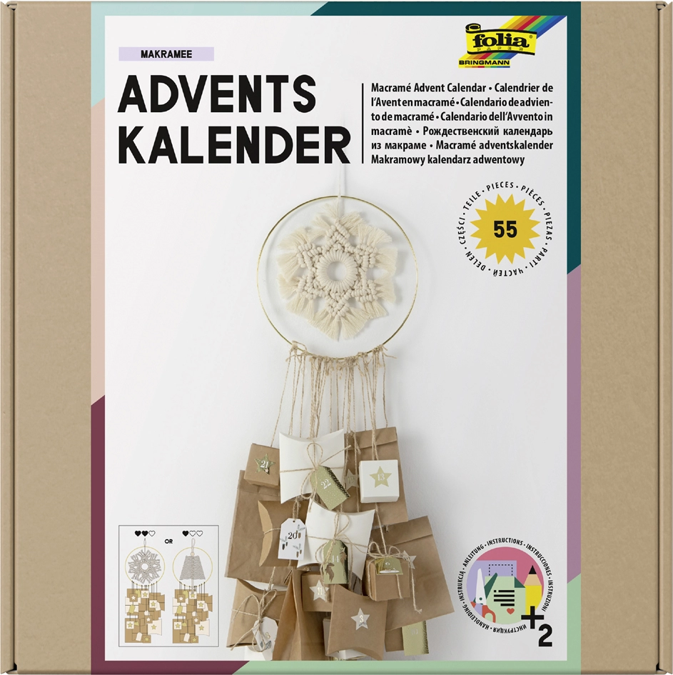 Een folia adventskalender-set makramee 55-delig koop je bij NiceSupplies.nl