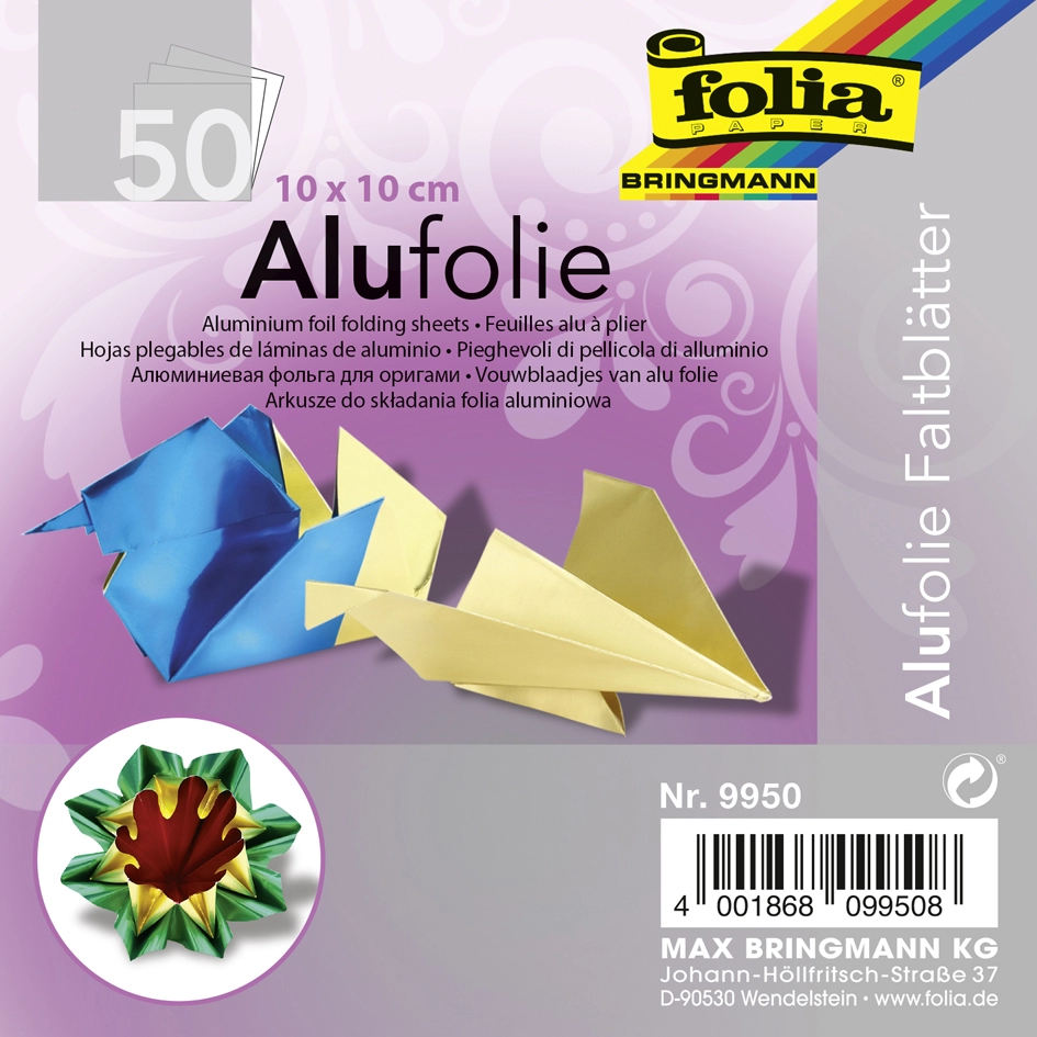 Een folia alu-vouwblaadjes 150x150 mm 50 vel assorti koop je bij NiceSupplies.nl