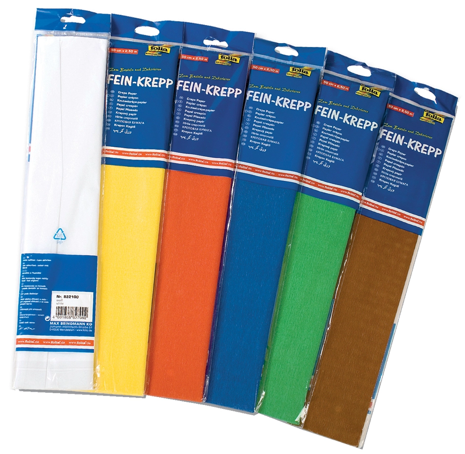 Een folia crepe-papier 500mmx2-5 m 32gr assorti kleuren koop je bij NiceSupplies.nl